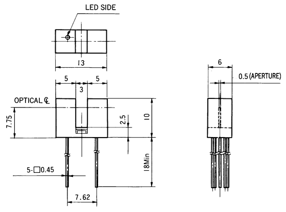 光電傳感器（光學傳感器）OJ-1001尺寸規格