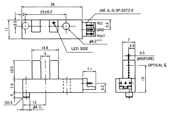 光電傳感器（光學傳感器）OJ-3703尺寸規格